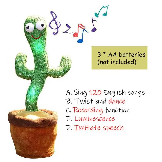 Dancing Cactus Toys Speak Electronic Plush Toys Twisting Singing Dancer Talking Novelty Funny Music Luminescent Gifts