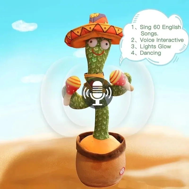 Dancing Cactus Toys Speak Electronic Plush Toys Twisting Singing Dancer Talking Novelty Funny Music Luminescent Gifts