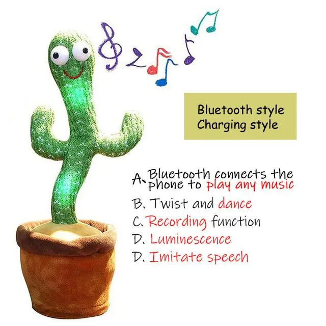 Dancing Cactus Toys Speak Electronic Plush Toys Twisting Singing Dancer Talking Novelty Funny Music Luminescent Gifts