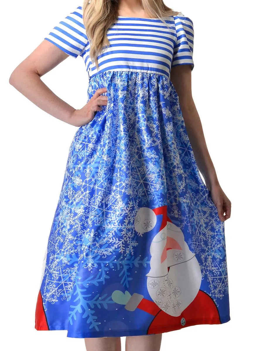 Deluxe Teen Girls Blue Winter Christmas Dress