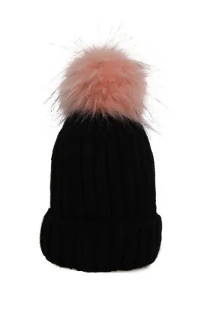 Detachable PASTEL FAUX Raccoon Fur Bobble Hat 25