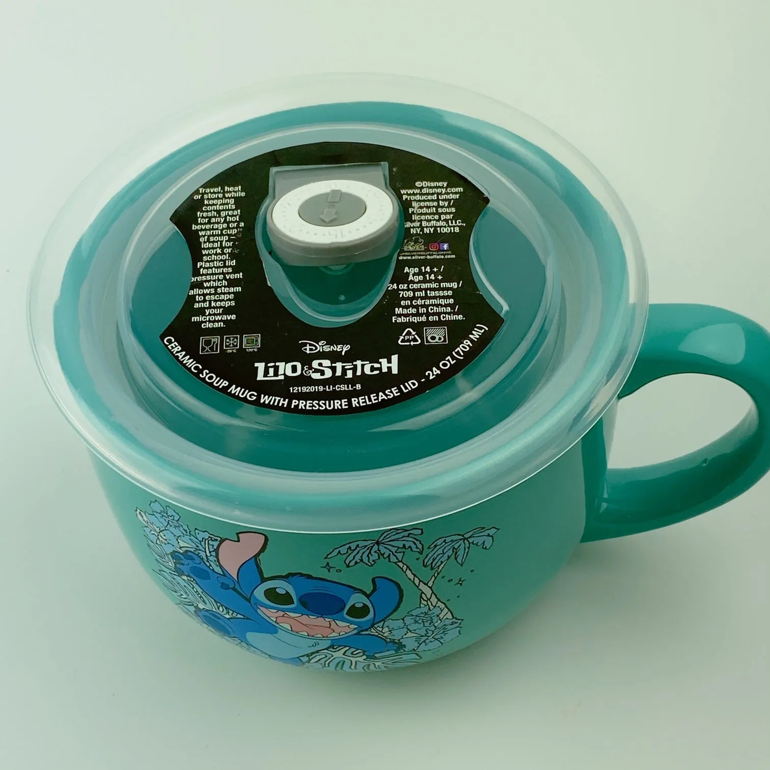 Disney Stitch Ceramic Soup Mug with Pressure Release Lid 24 OZ