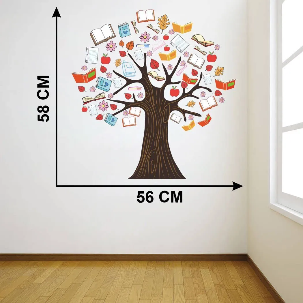 Divine Printry Library Tree Design Wall Sticker Size - (56 * 58) cm - (DP0000621L)