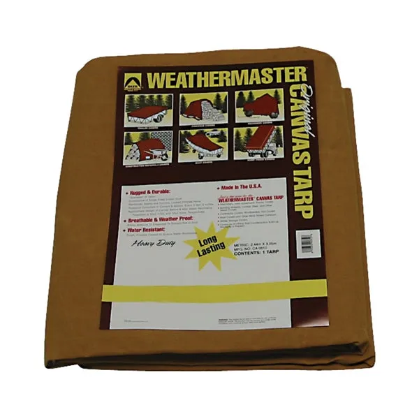 DIZE Weathermaster CA1020D Tarpaulin, 20 ft L, 10 ft W, Canvas, Tan