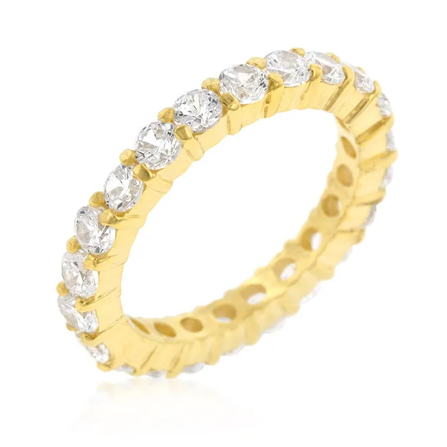 Elizabeth Round CZ Eternity  Gold Ring | 4ct | 18k Gold