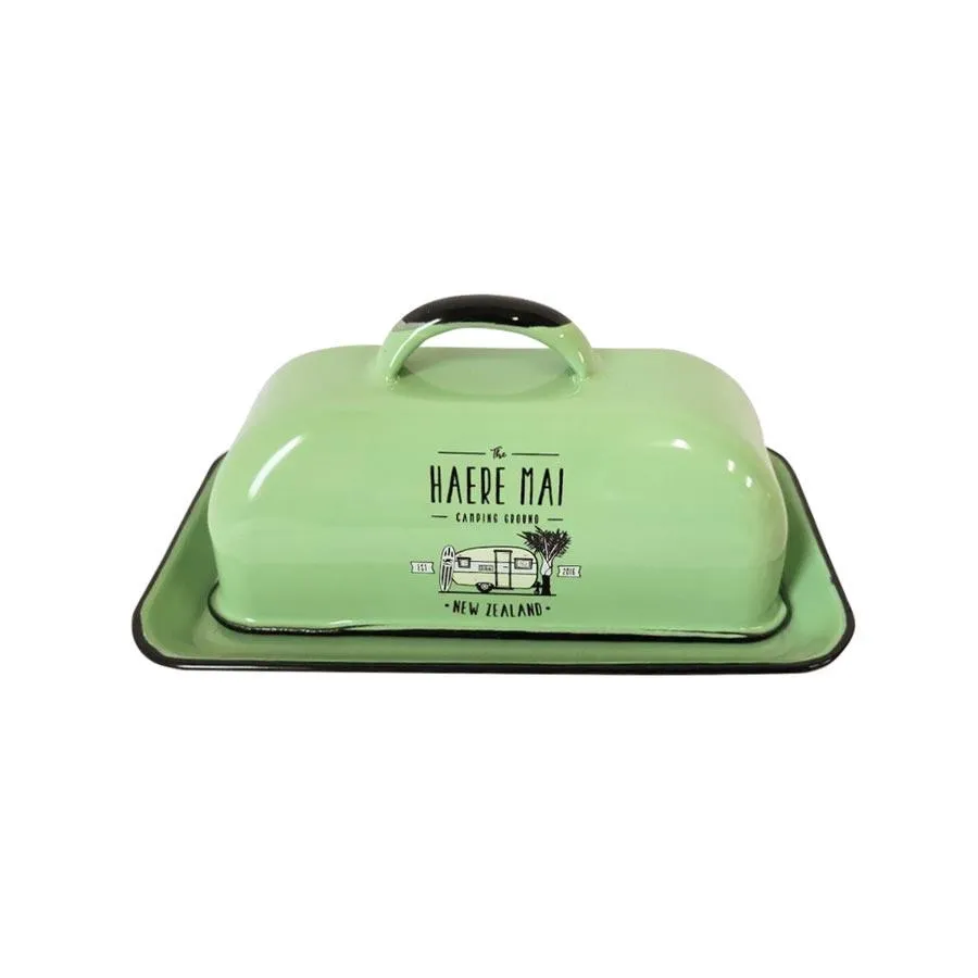 Enamel Butter Dish - Green