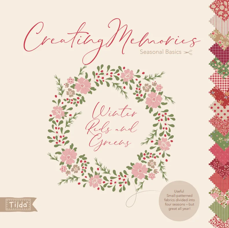 Fabric, Creating Memories Christmas WINTER REDS & GREENS by Tilda - 5-inch CHARM PACK