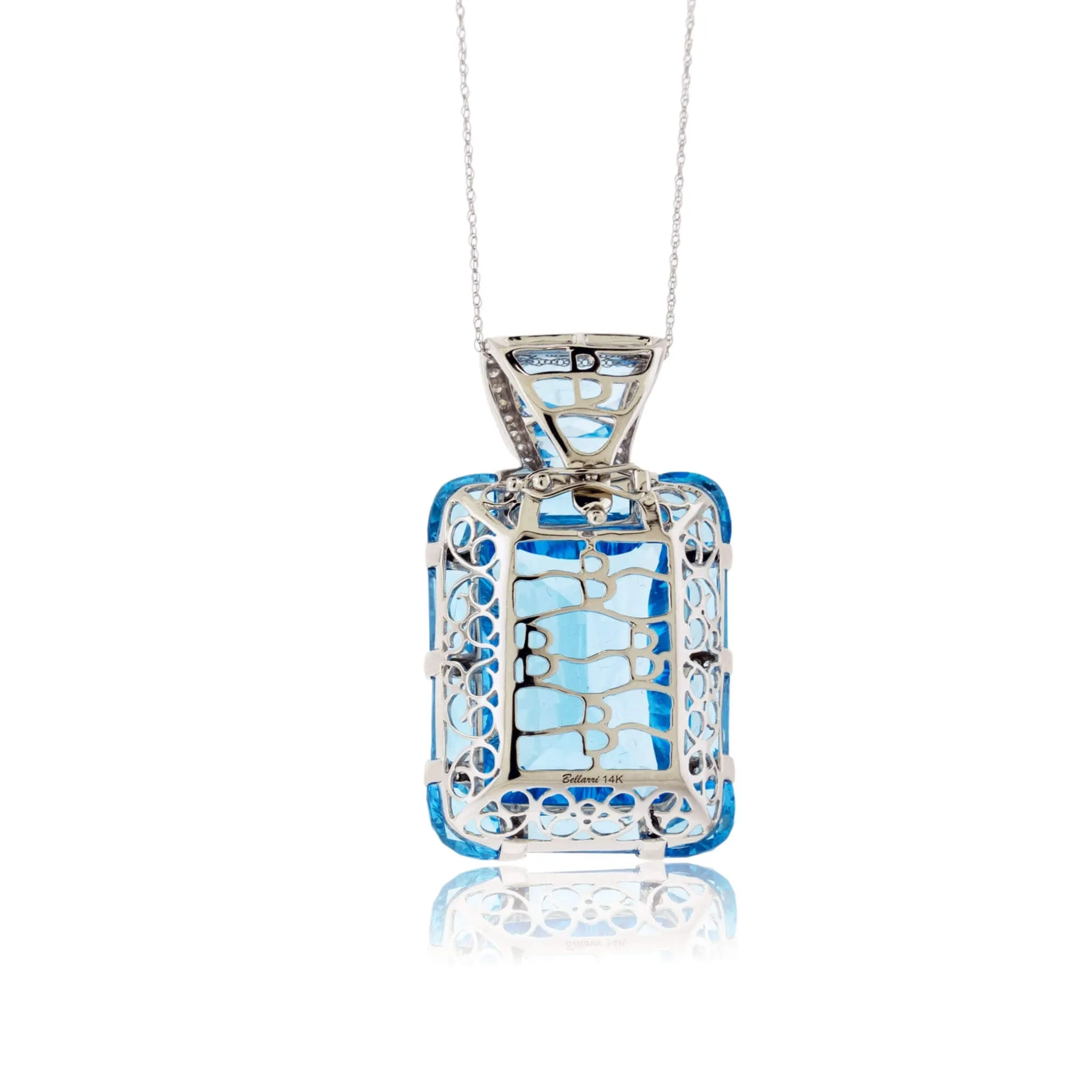 Fancy Cut Blue Topaz, Blue Topaz and Diamond Accented Pendant