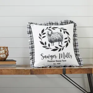 Farmhouse Throw Pillow Cover 18x18 Sheep Sawyer Mill Black White VHC Brands