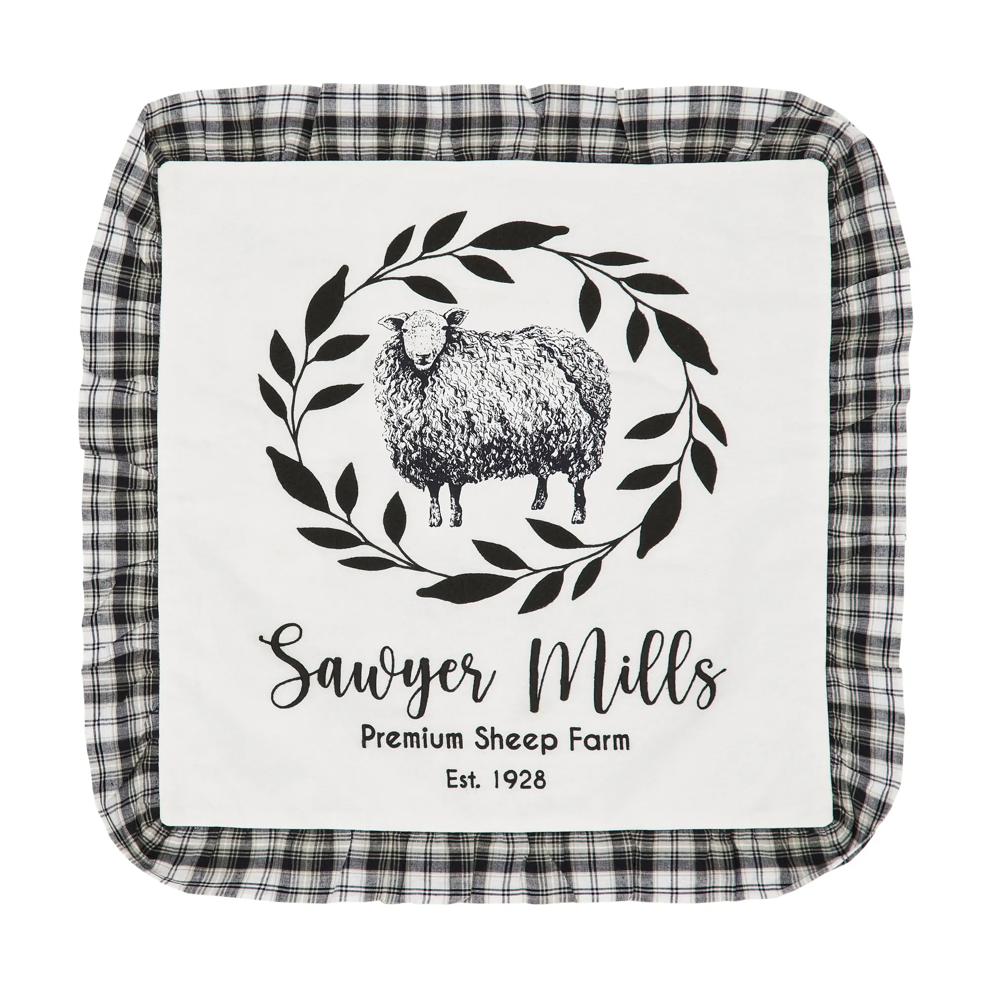 Farmhouse Throw Pillow Cover 18x18 Sheep Sawyer Mill Black White VHC Brands