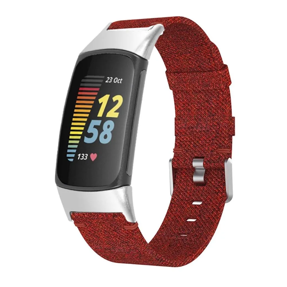 Fitbit Charge 5 simple canvas watch strap - Red