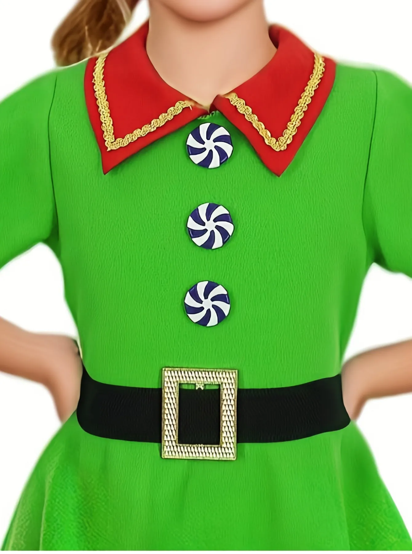 Girls Adorable Elf Dress For Christmas Gift Party Carnival Performance ( Include Hats, Belts, Clothes, And Socks)