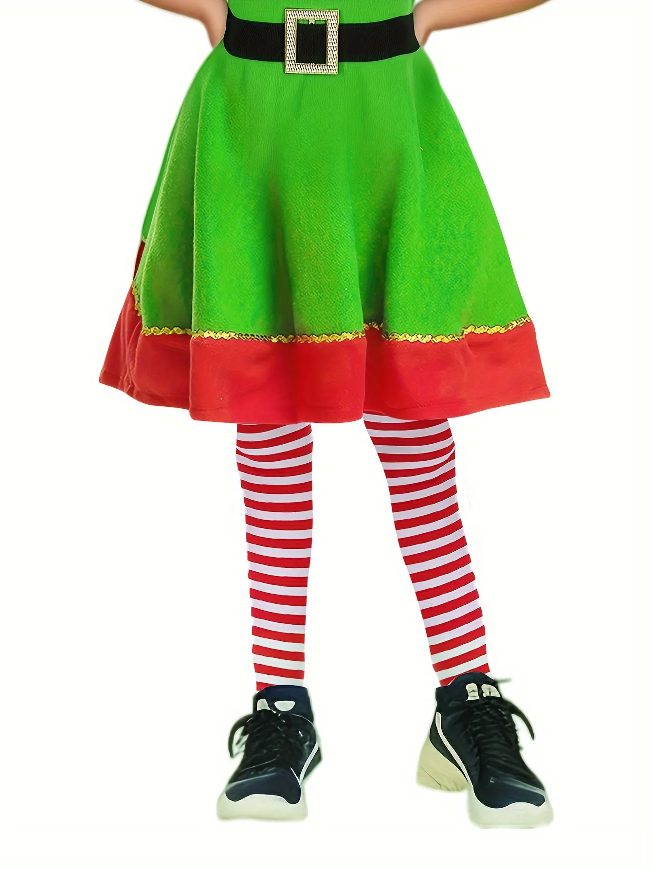 Girls Adorable Elf Dress For Christmas Gift Party Carnival Performance ( Include Hats, Belts, Clothes, And Socks)