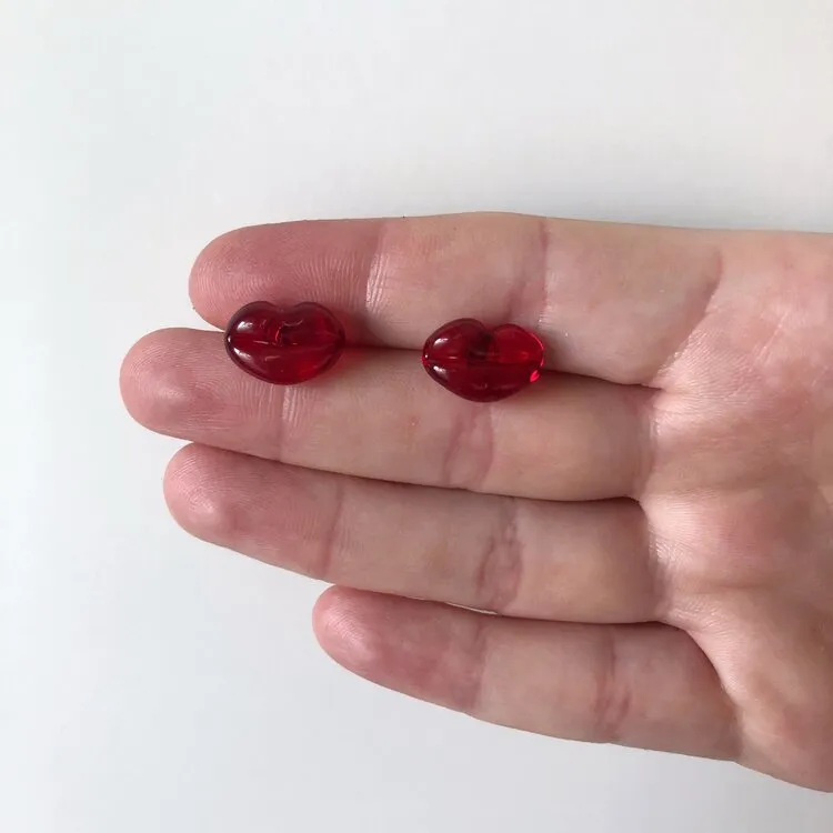 Glass Hot Lips Stud Earrings by Emma Gerard