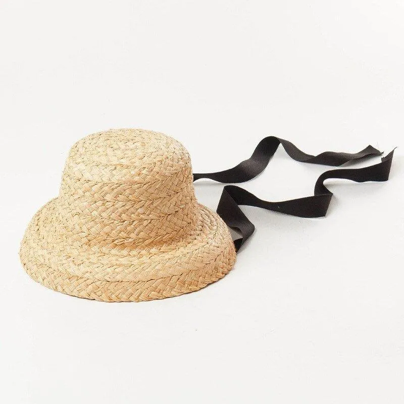 Handmade Kids Raffia Hat with Foldable Brim