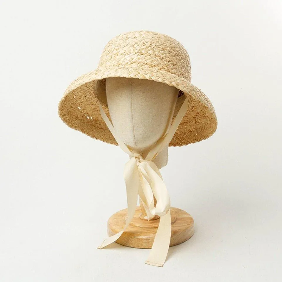 Handmade Kids Raffia Hat with Foldable Brim