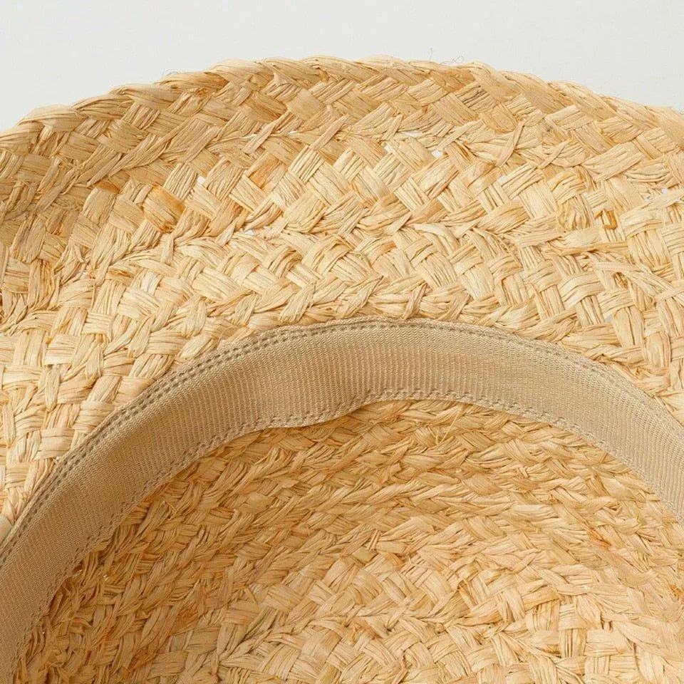 Handmade Kids Raffia Hat with Foldable Brim