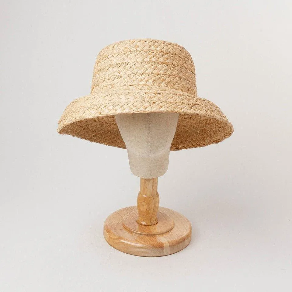 Handmade Kids Raffia Hat with Foldable Brim