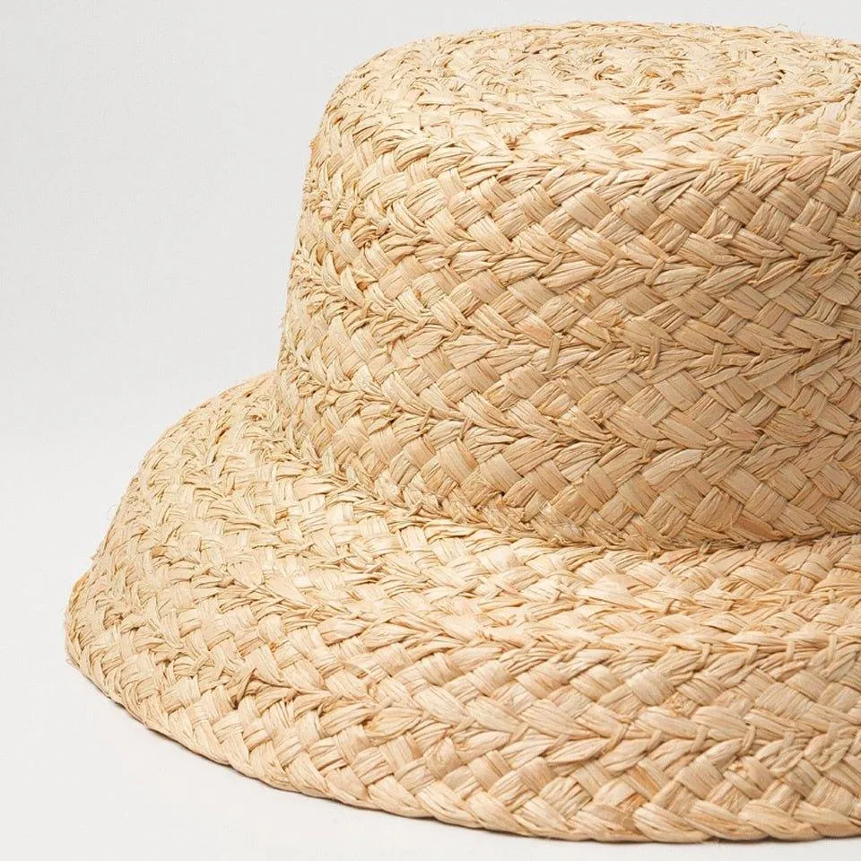 Handmade Kids Raffia Hat with Foldable Brim