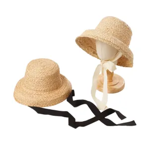 Handmade Kids Raffia Hat with Foldable Brim