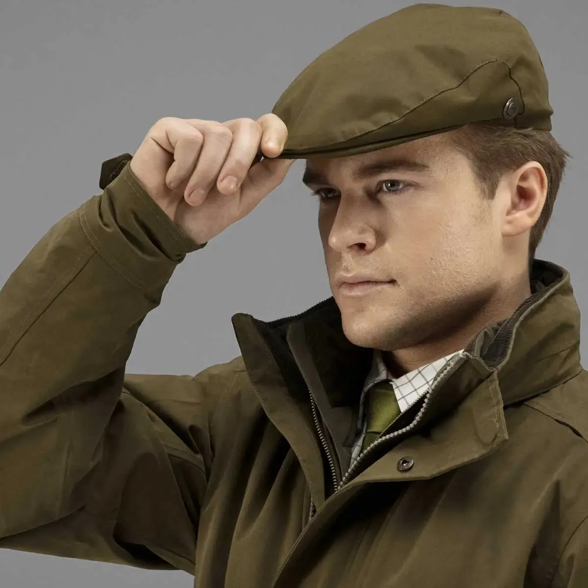 HARKILA Retrieve Flat Cap - Warm Olive