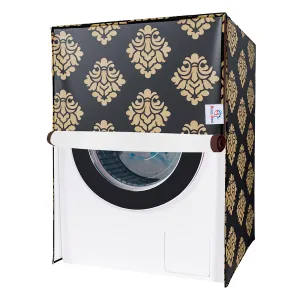 Heart Home Washing Machine Cover | Square Design Washing Machine Cover | Knitting Polyester | Front Load Washing Machine Cover | Brown