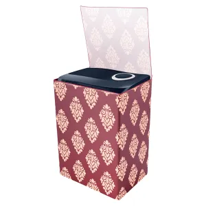 Heart Home Washing Machine Cover | Square Design Washing Machine Cover | Knitting Polyester | Top Load Semi-Automatic Washing Machine Cover | Maroon