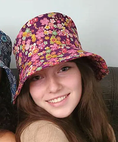 Hollie Bucket Hat Style - Cotton Patterns (Festive Birds in Black/Blue and Leafy, One Large left!)