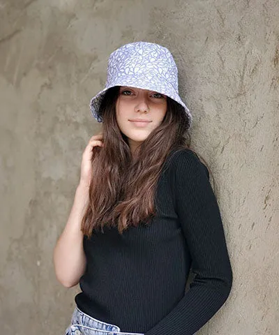 Hollie Bucket Hat Style - Cotton Patterns (Festive Birds in Black/Blue and Leafy, One Large left!)