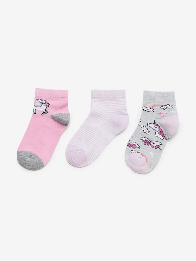 HOP Kids Lilac Printed Socks Set of Three