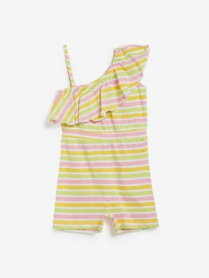 HOP Kids Multicolour Striped Sangria Jumpsuit