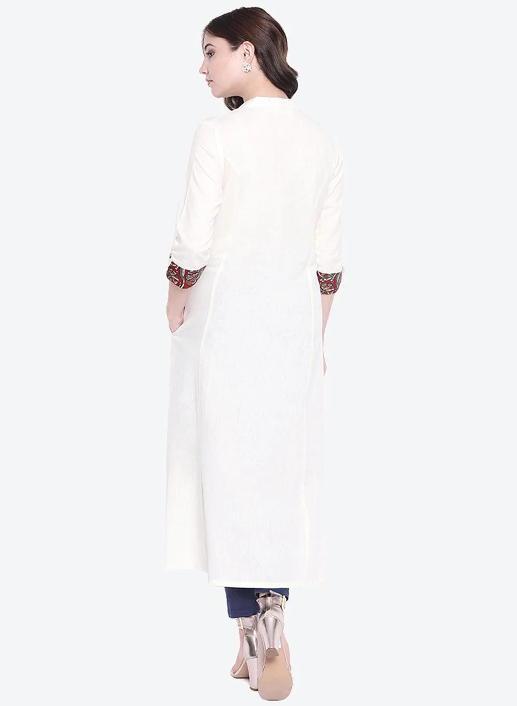 Jashvi Sequin Work Cotton Flex Off White Kurta