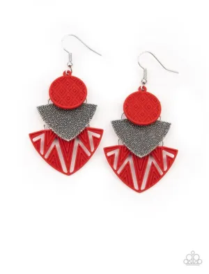 Jurassic Juxtaposition - Red Earrings - Paparazzi Accessories