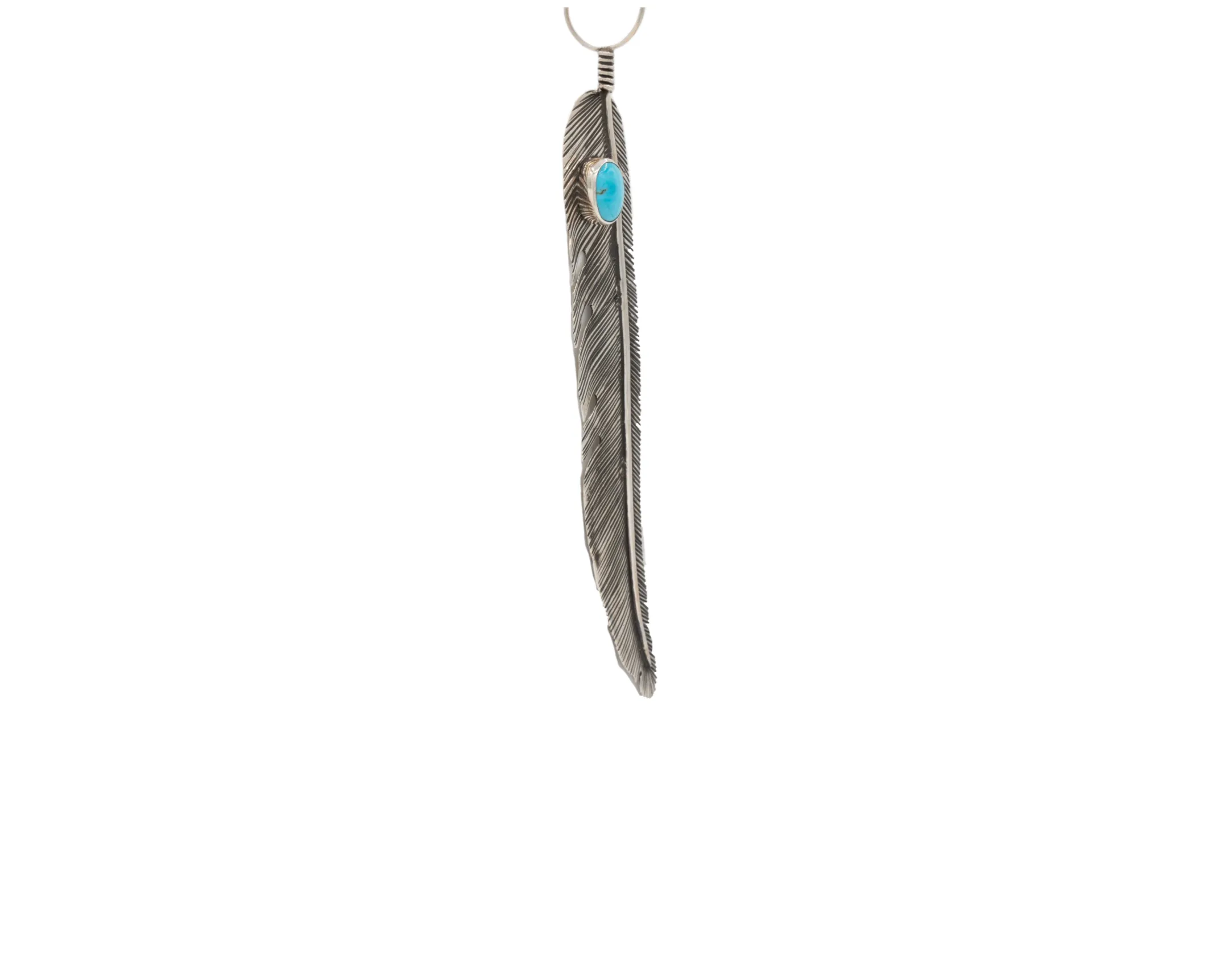 Kingman Turquoise Feather Pendant | Artisan Handmade