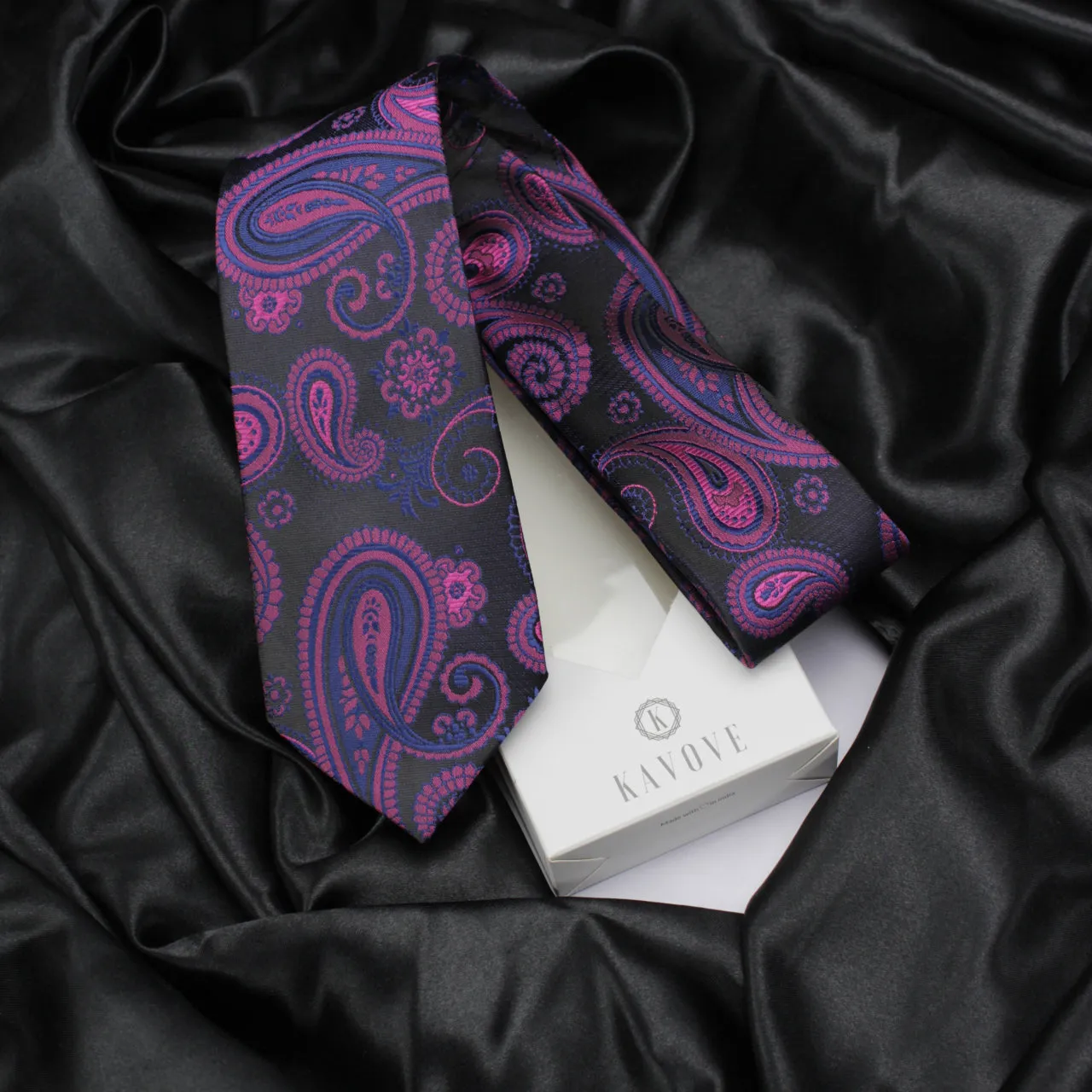 Kovove The Radiant Black Paisley Neck Tie For Men