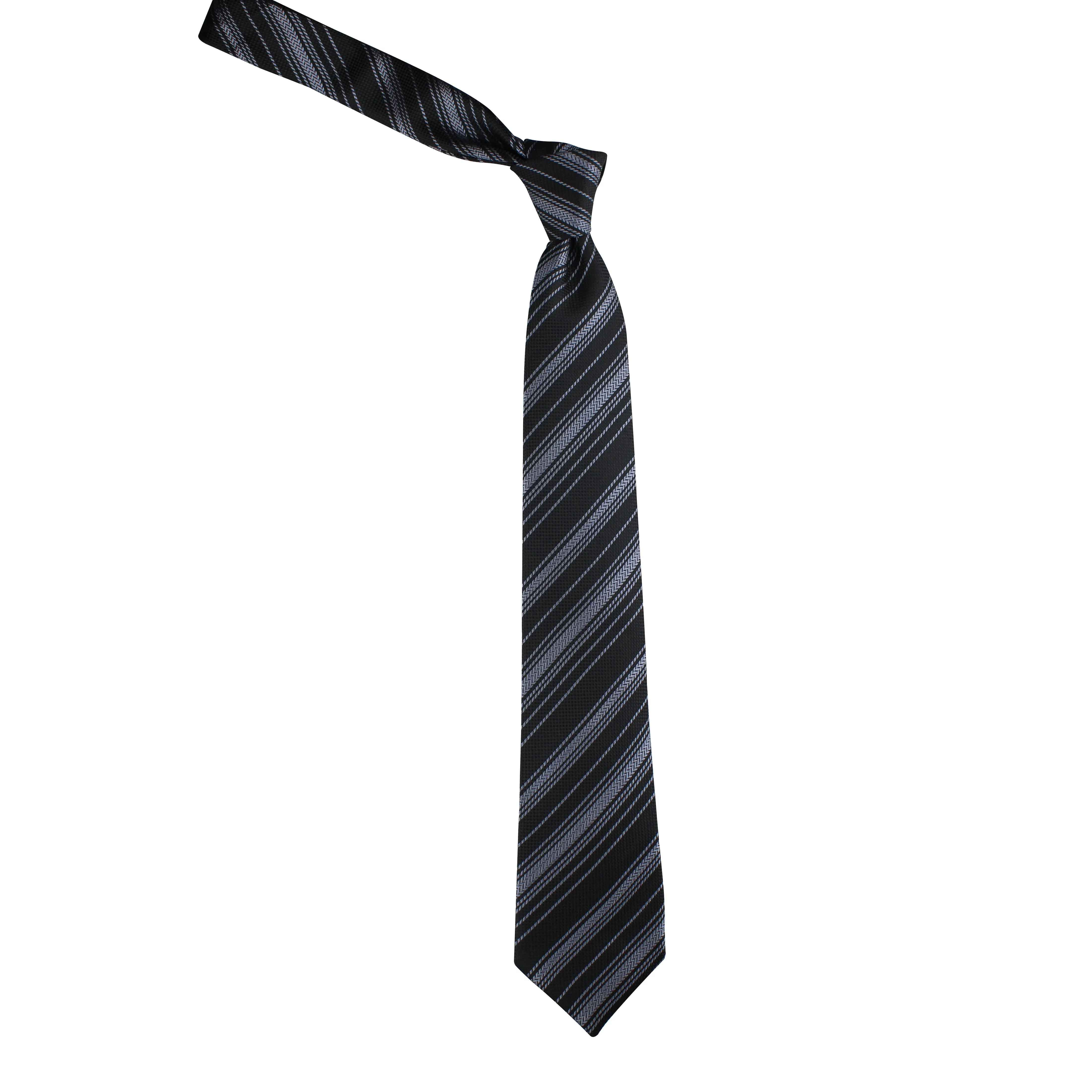 Kovove The Trend Setter Striped  Black Necktie For Men