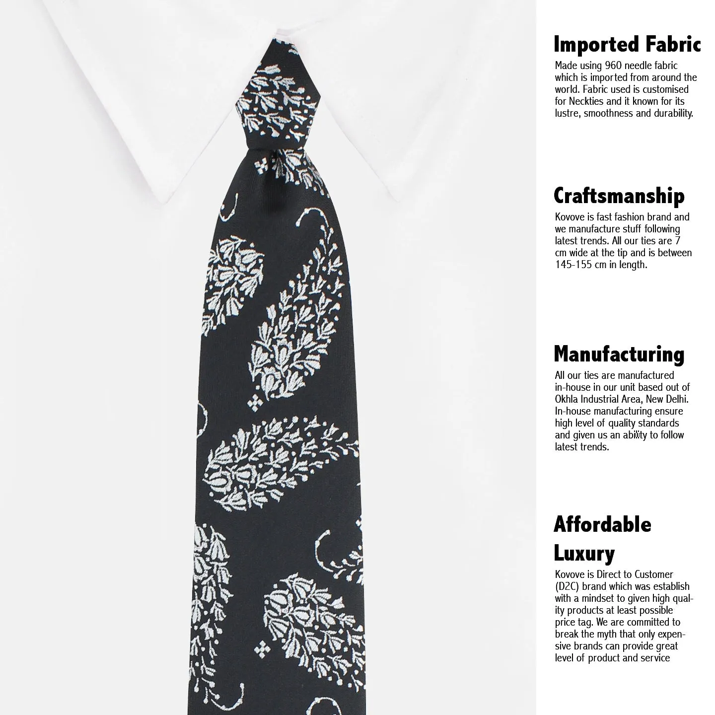 Kovove The Twining Paisley Black Necktie For Men