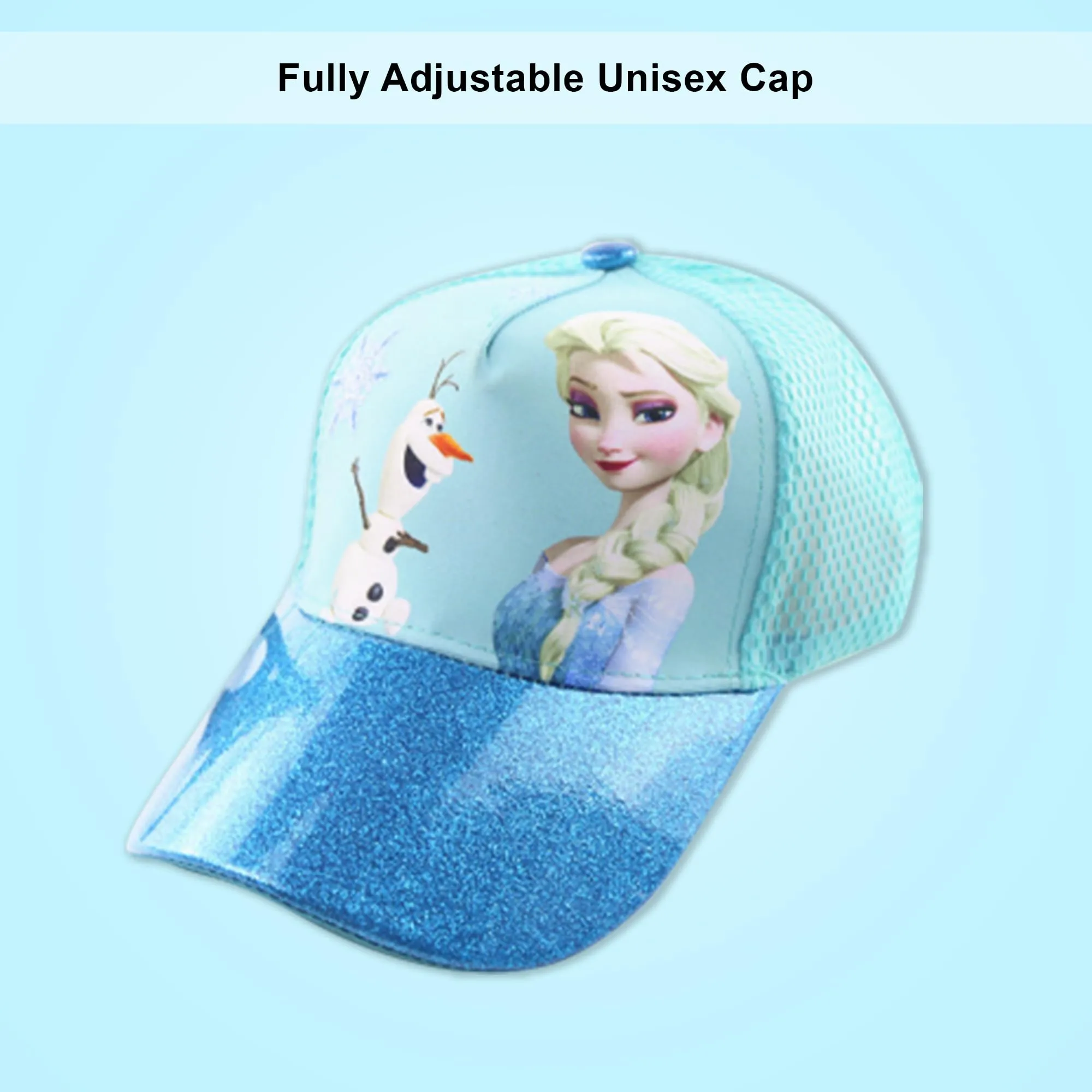 Kuber Industries Pack of 3 Princess Cap | Adjustable Cap for Boys and Girls | Cartoon Character Printed Little Cap for Kids | Cap for 7-12 Year Old Baby Girls and Boys |T206221-B | Light Aqua