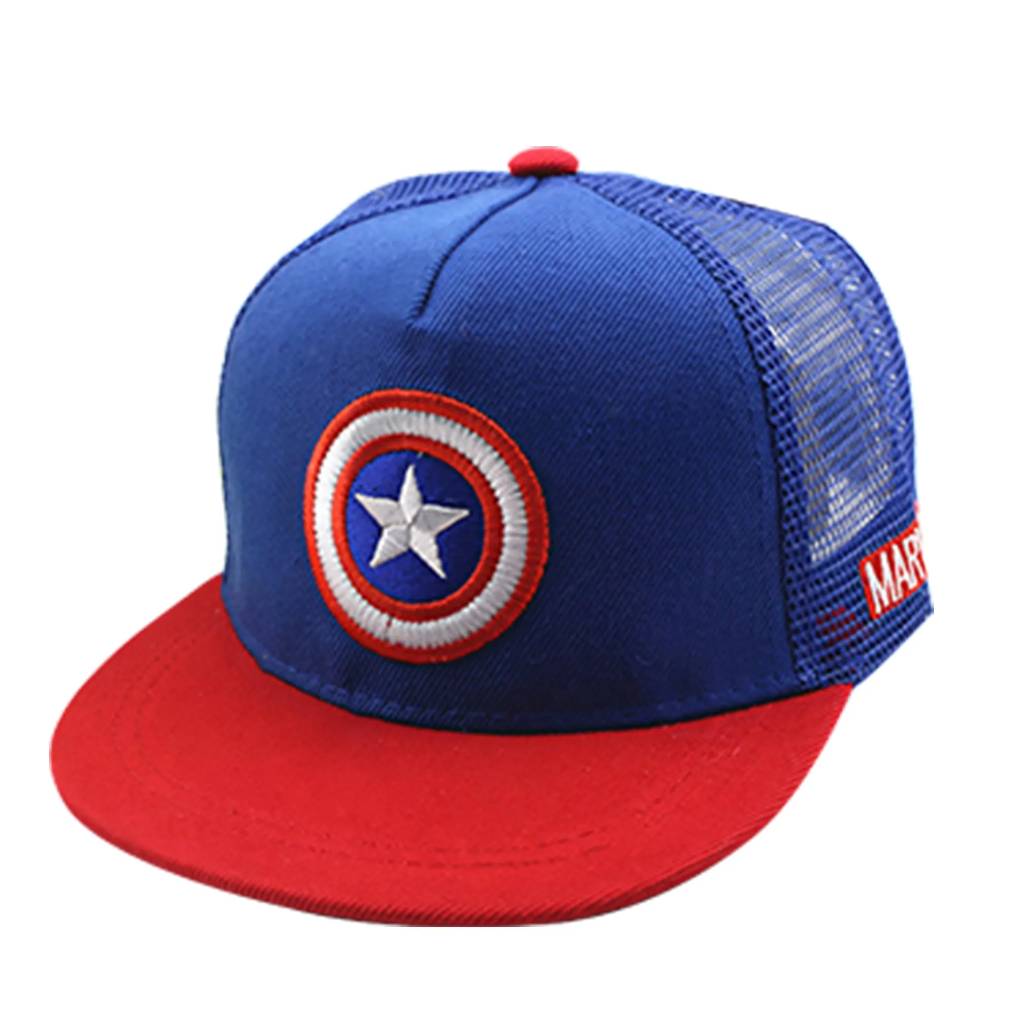 Kuber Industries Pack of 4 Marvel Captain America Cap | Adjustable Cap for Boys and Girls | Cartoon Character Printed Little Cap for Kids | Cap for 7-12 Year Old Baby Girls and Boys | QI0066-A | Blue