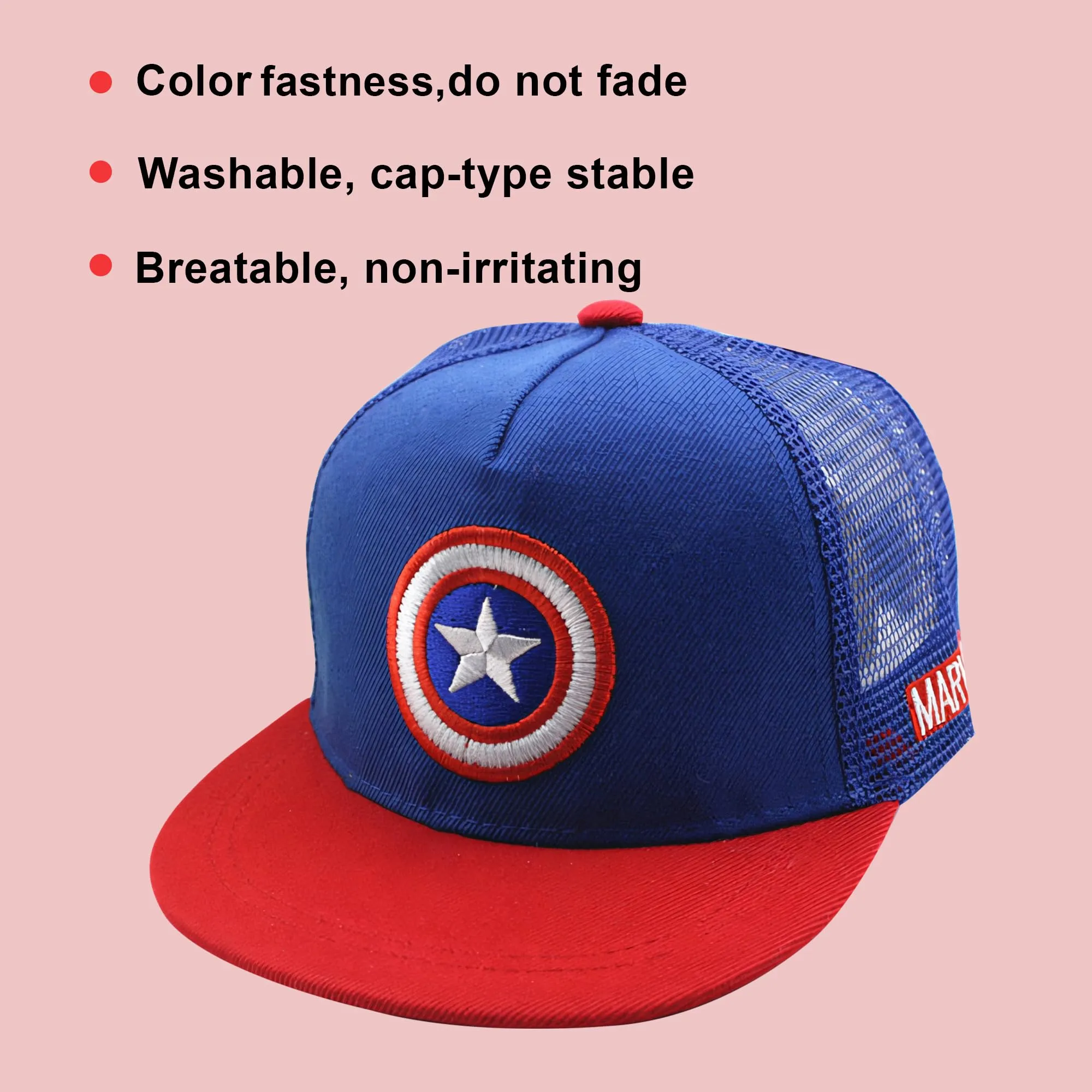 Kuber Industries Pack of 4 Marvel Captain America Cap | Adjustable Cap for Boys and Girls | Cartoon Character Printed Little Cap for Kids | Cap for 7-12 Year Old Baby Girls and Boys | QI0066-A | Blue