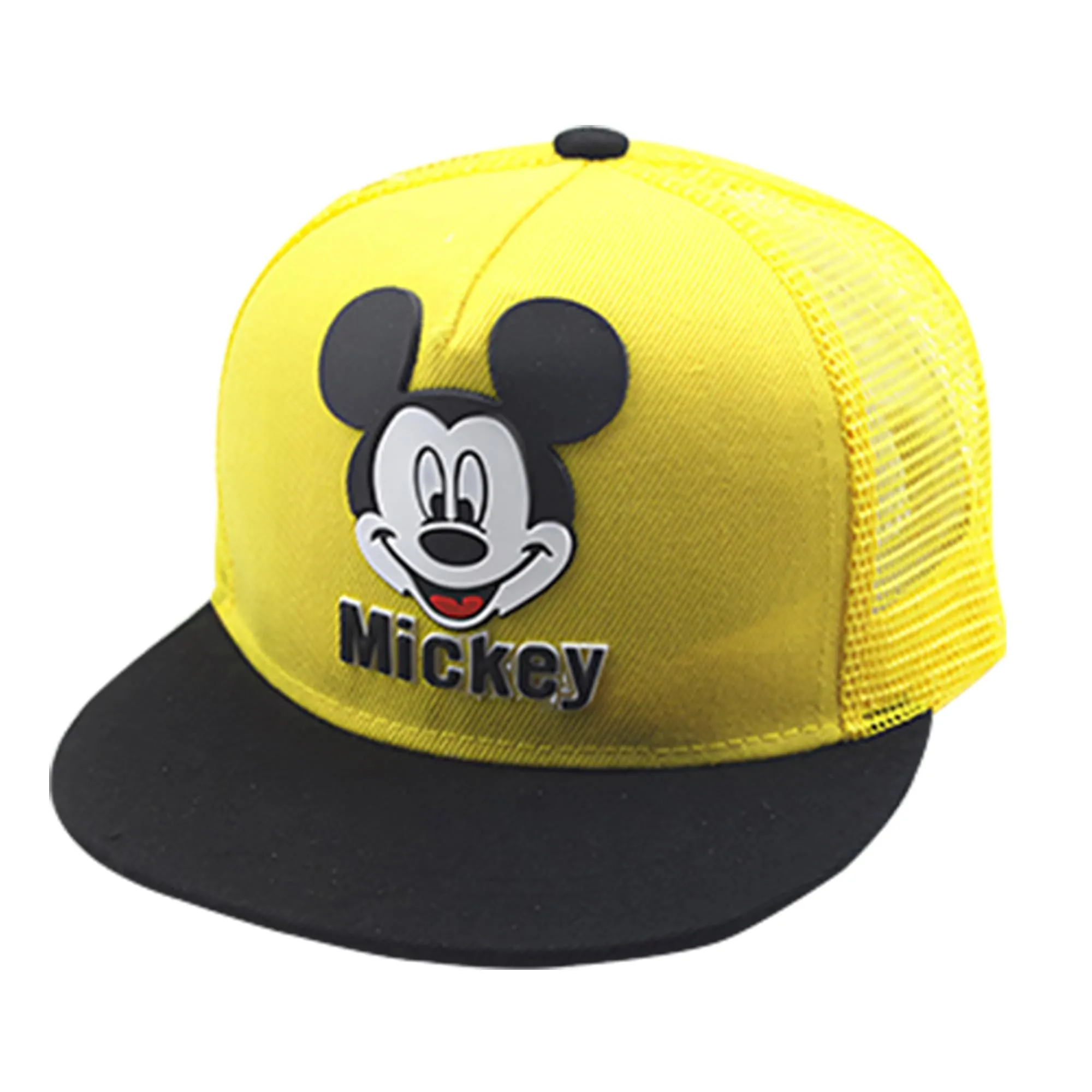 Kuber Industries Pack of 4 Mickey Mouse Cap | Adjustable Cap for Boys and Girls | Cartoon Character Printed Little Cap for Kids | Cap for 7-12 Year Old Baby Girls and Boys | QI0092-B | Yellow