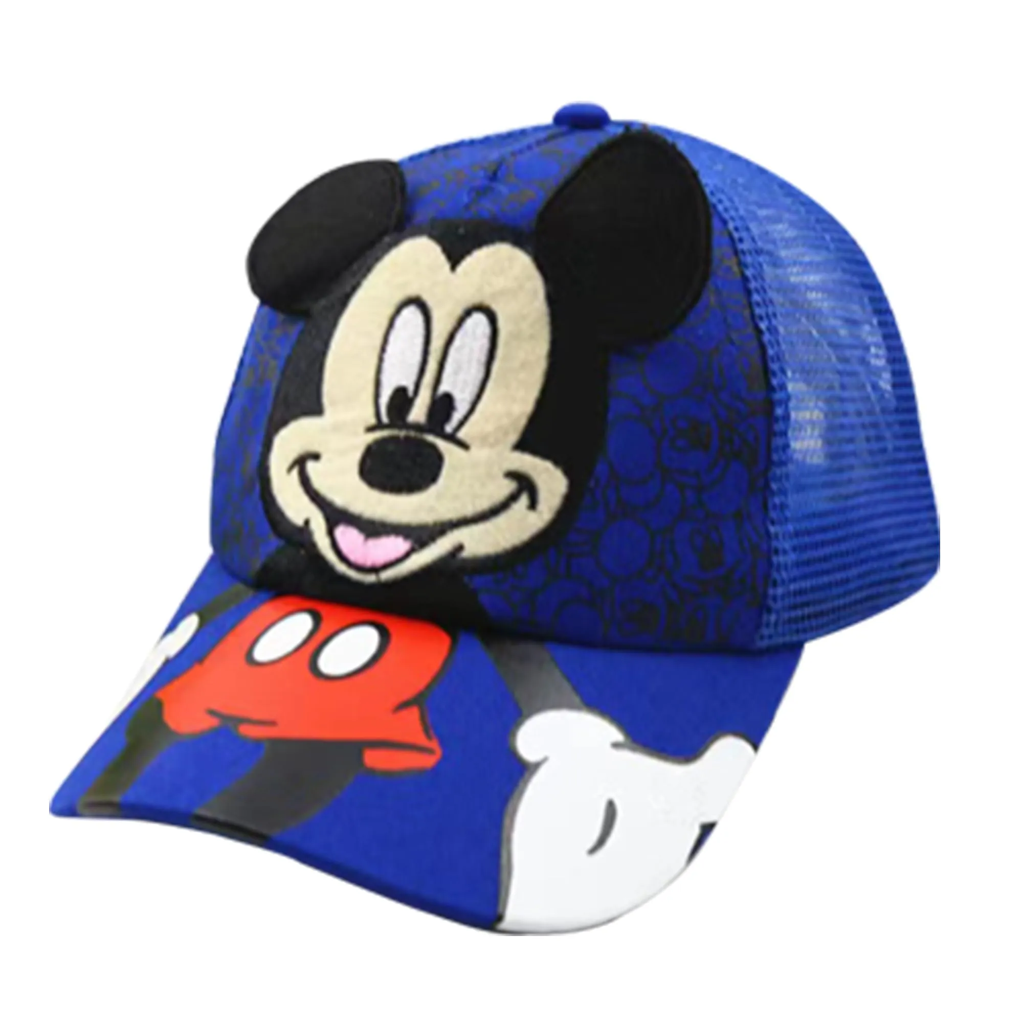 Kuber Industries Pack of 4 Mickey Mouse Cap | Adjustable Cap for Boys and Girls | Cartoon Character Printed Little Cap for Kids | Cap for 7-12 Year Old Baby Girls and Boys | QI0102-B | Blue