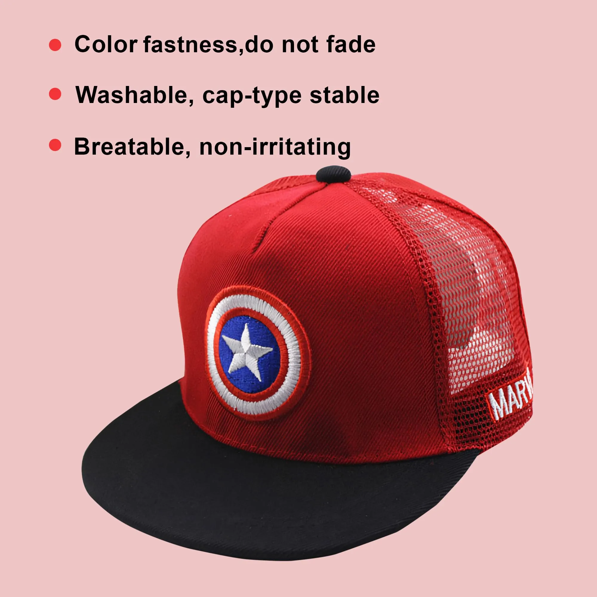 Kuber Industries Pack of 5 Marvel Captain America Cap | Adjustable Cap for Boys and Girls | Cartoon Character Printed Little Cap for Kids |Cap for 7-12 Year Old Baby Girls and Boys |QI0066-B | Red