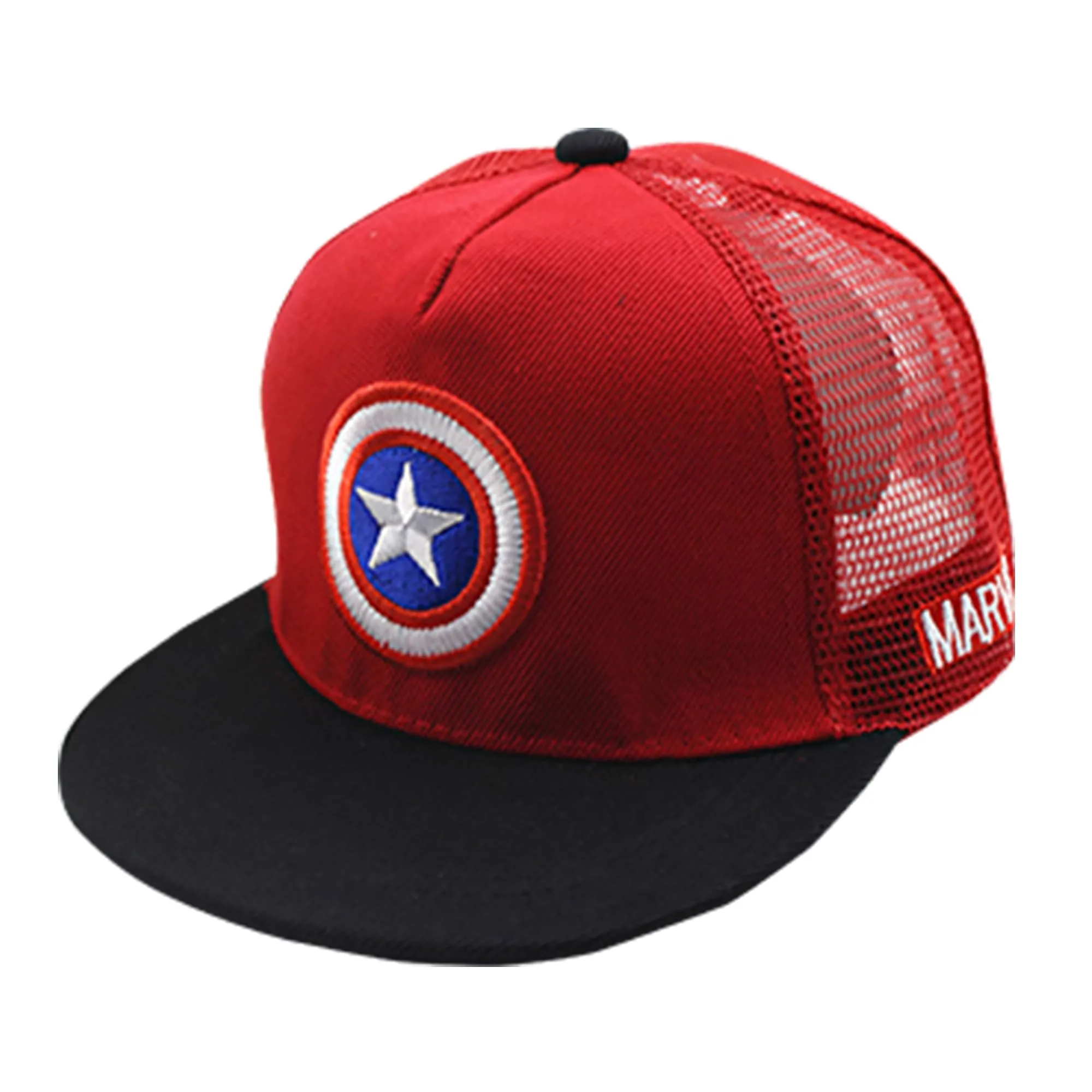 Kuber Industries Pack of 5 Marvel Captain America Cap | Adjustable Cap for Boys and Girls | Cartoon Character Printed Little Cap for Kids |Cap for 7-12 Year Old Baby Girls and Boys |QI0066-B | Red