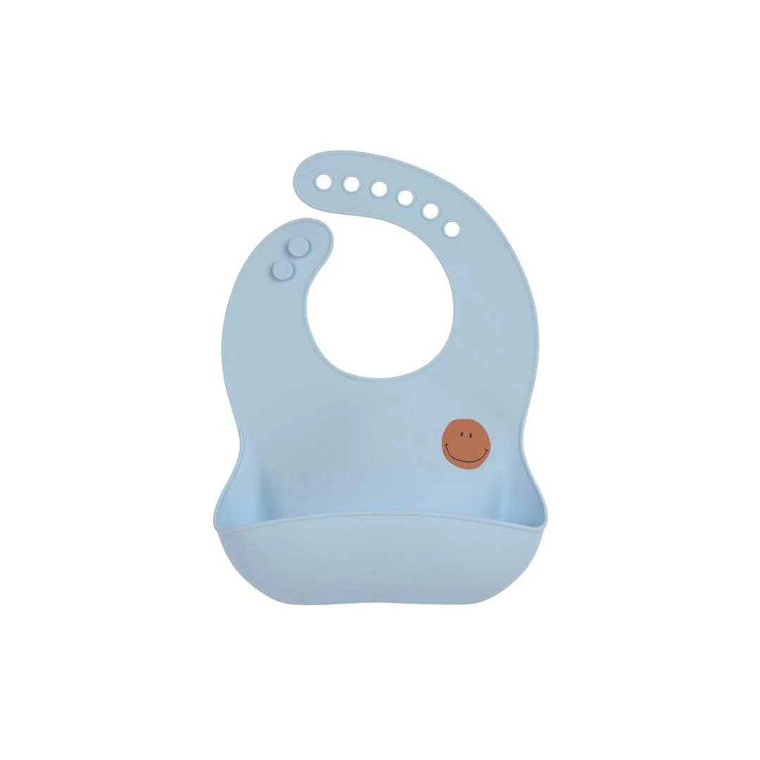 Lassig Silicone Bib - Happy Rascals - Sky Blue - Smile