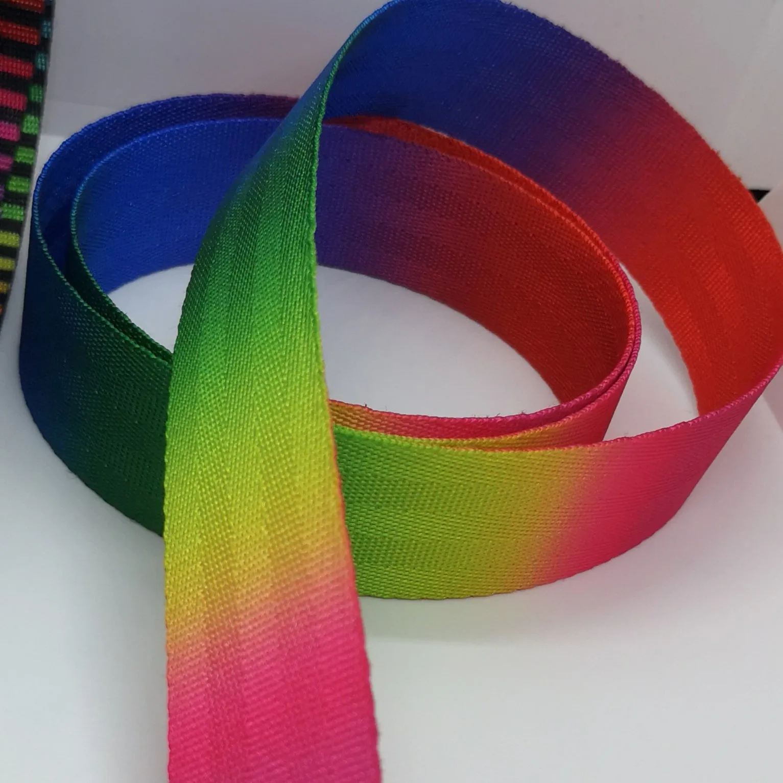 ***Last Chance*** 1" Wide Bright Rainbow Ombre Webbing