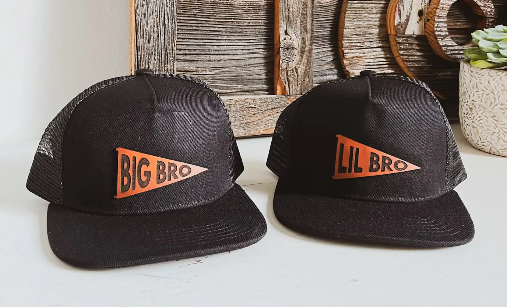 Left Grain - Baby/Children's LIL BRO Mesh Trucker Snapback Hat in Black