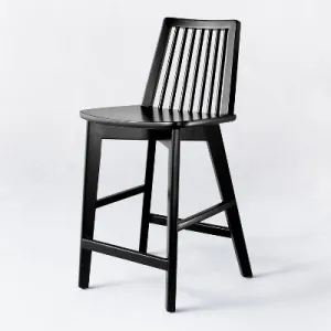 Linden Modified Windsor Wood Counter Height Barstool Black - Threshold designed with Studio McGee