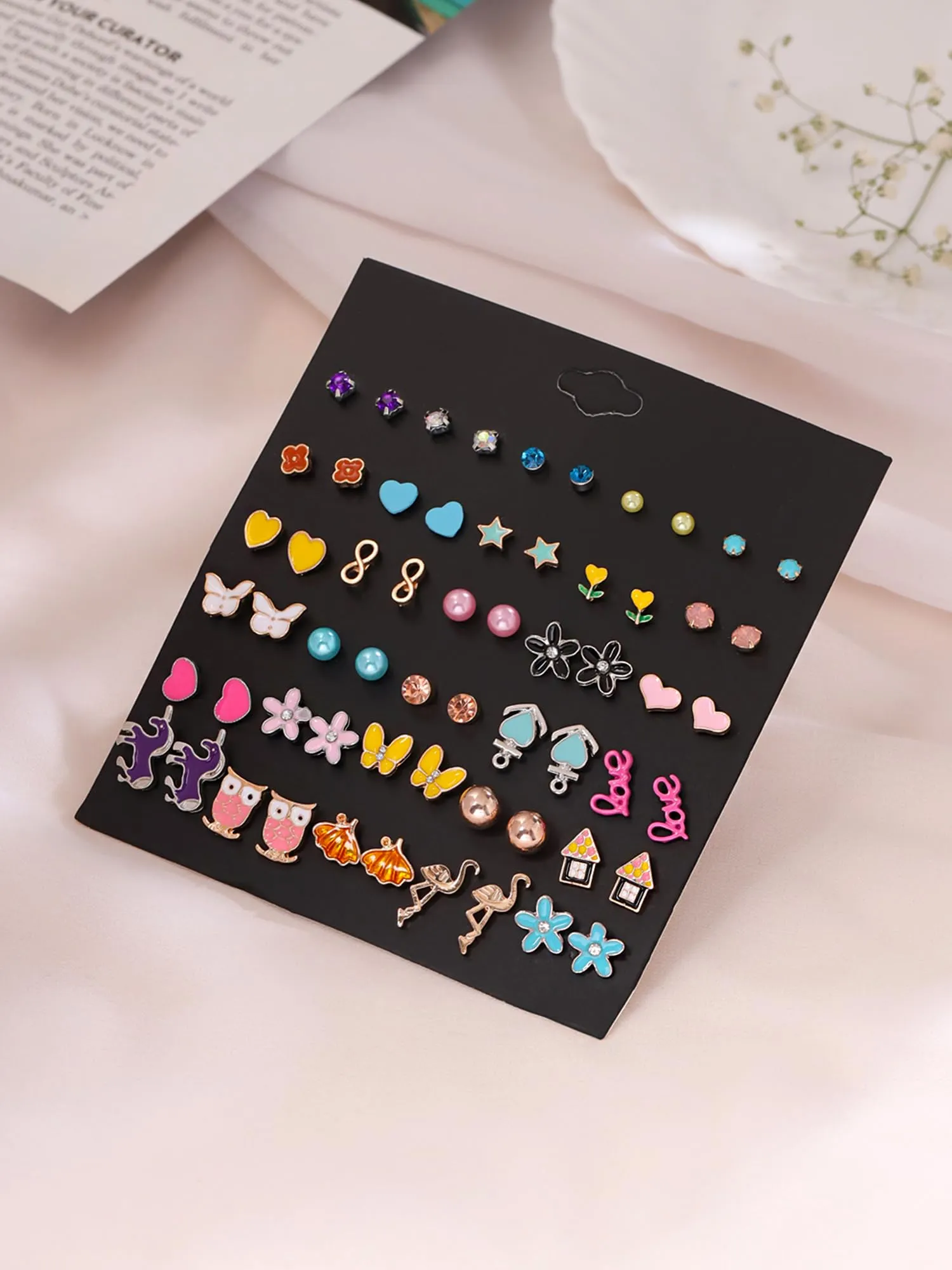 Melbees by Yellow Chimes Stud Earrings for Girls | Multicolor Studs Earring Set | Kids Jewellery Earring Combo Set of 30 Pairs Small Earrings | Birthday Gift for Girls Kids