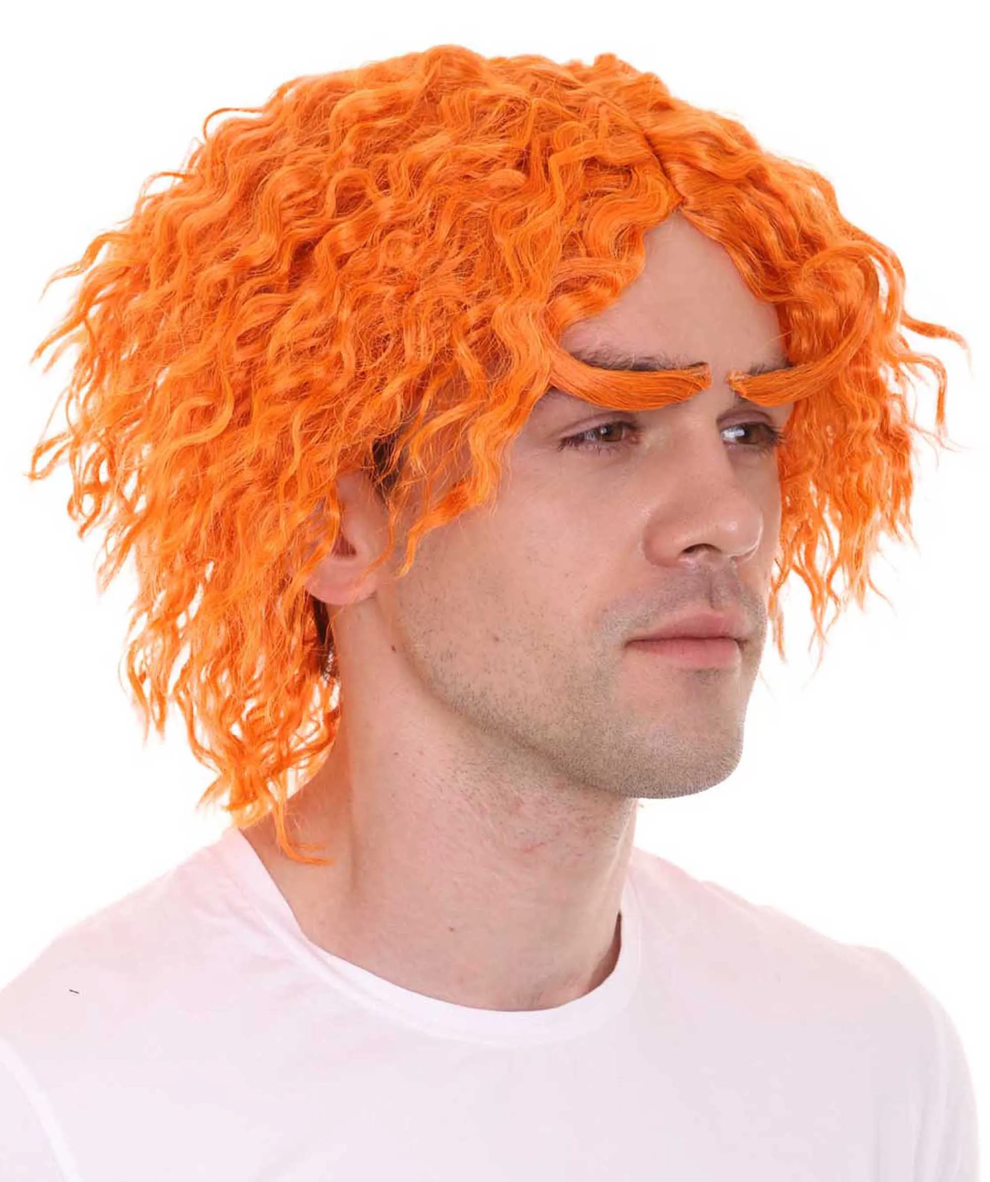 Men Curly Short Orange Wig | Premium Breathable Capless Cap